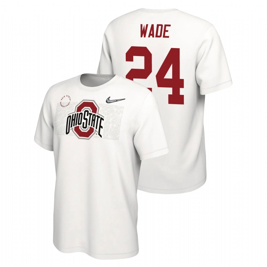 Ohio State Buckeyes Men's NCAA Shaun Wade #24 White Nike Playoff College Football T-Shirt AQU7849IQ